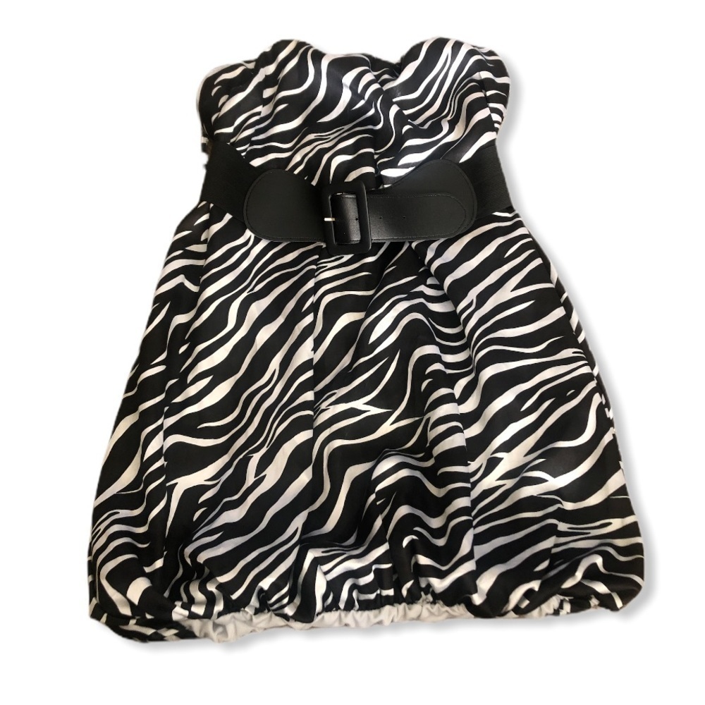 ZEBRA print strapless bubble print dress (M)